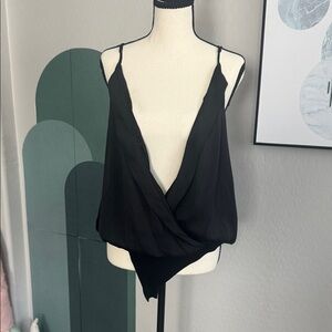 PAIGE Black Draped Bodysuit